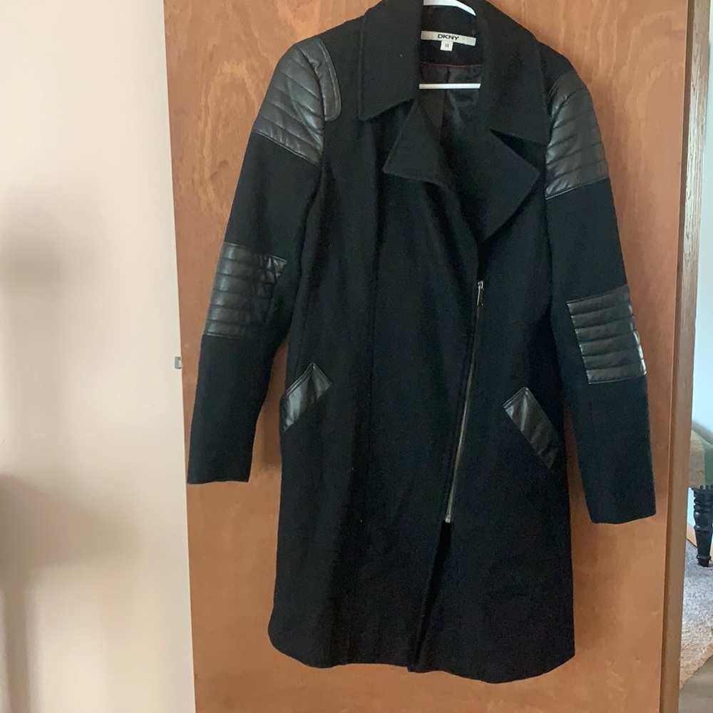 DKNY black wool coat
